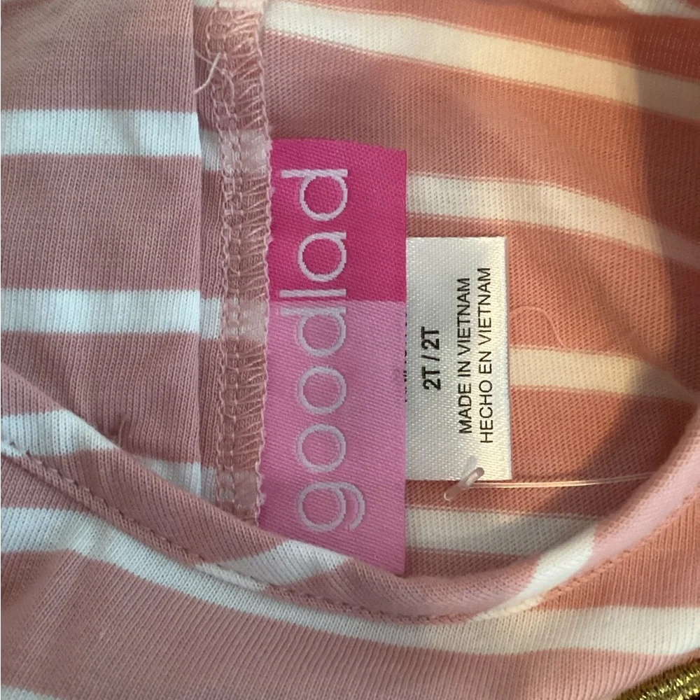 Good Lad Pink and White Striped Dress with Brown Bow Appliqués